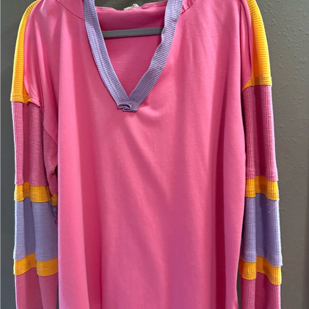 BiBi Pink and Purple Colorblock Top